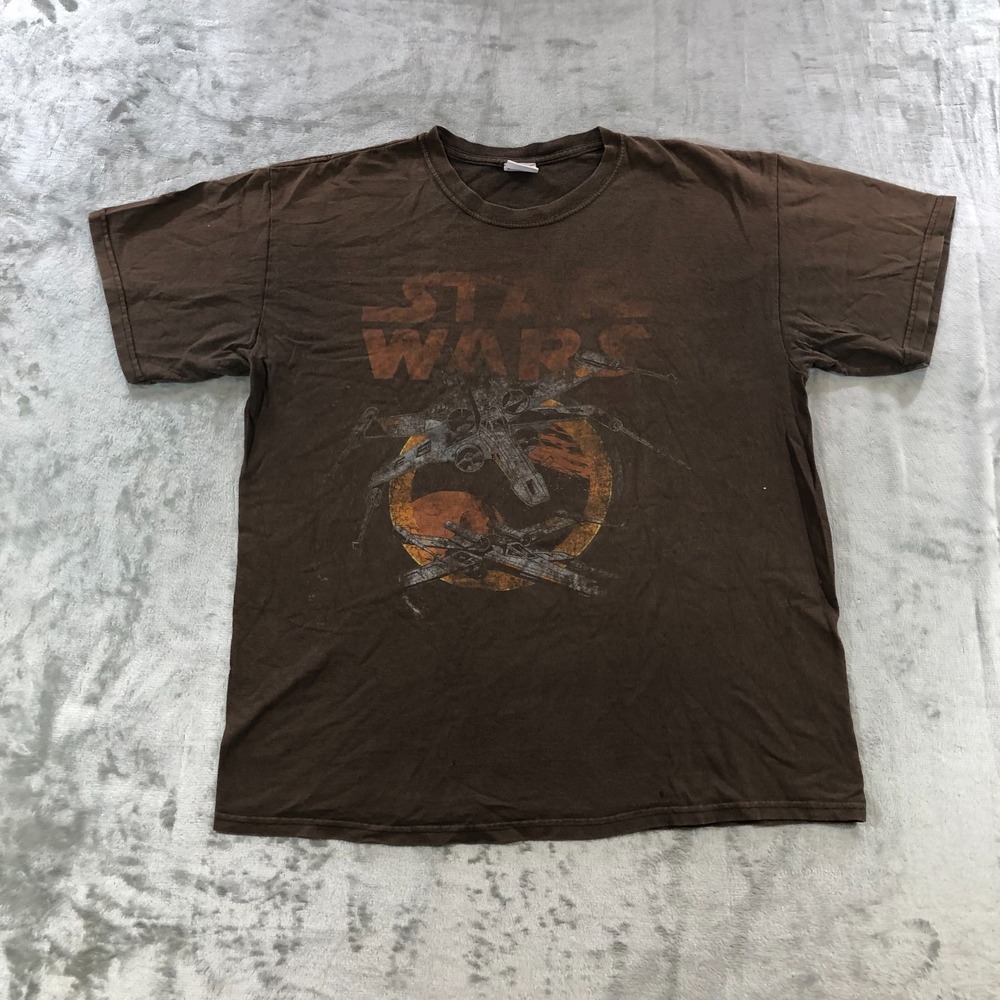 vtg star wars shirt mens L brown gradiant sun fade logo